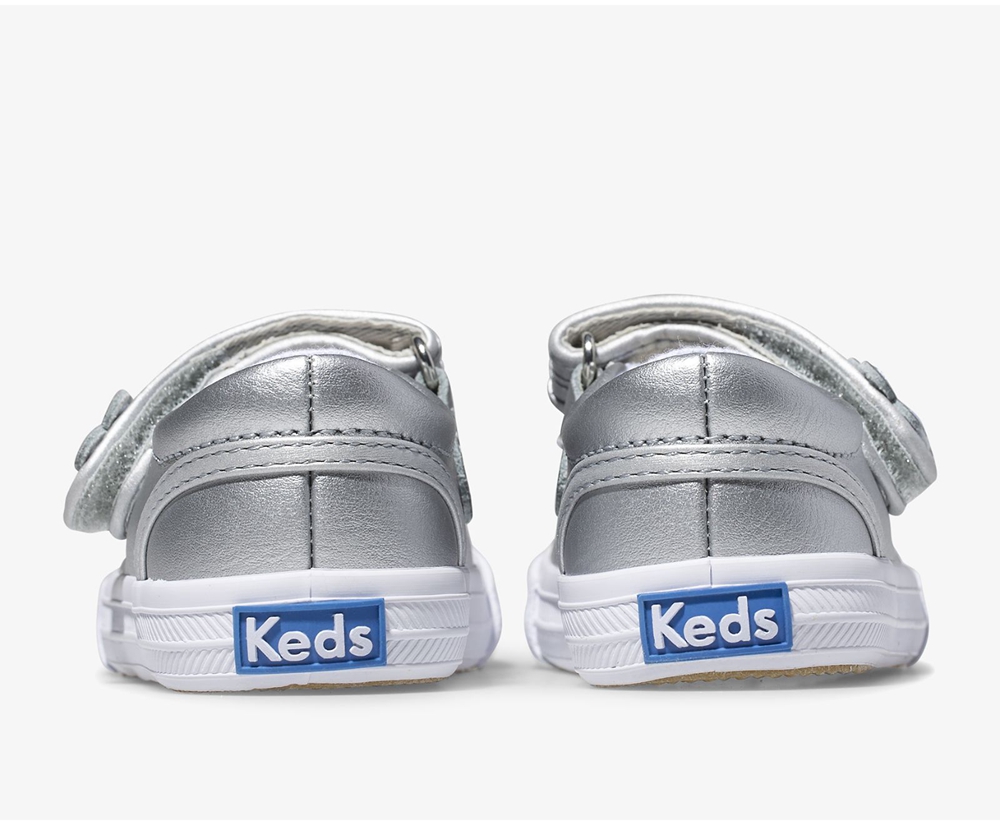 Kids Keds Slip Ons - Ella Mary Jane - Silver - 3970-HCWLF